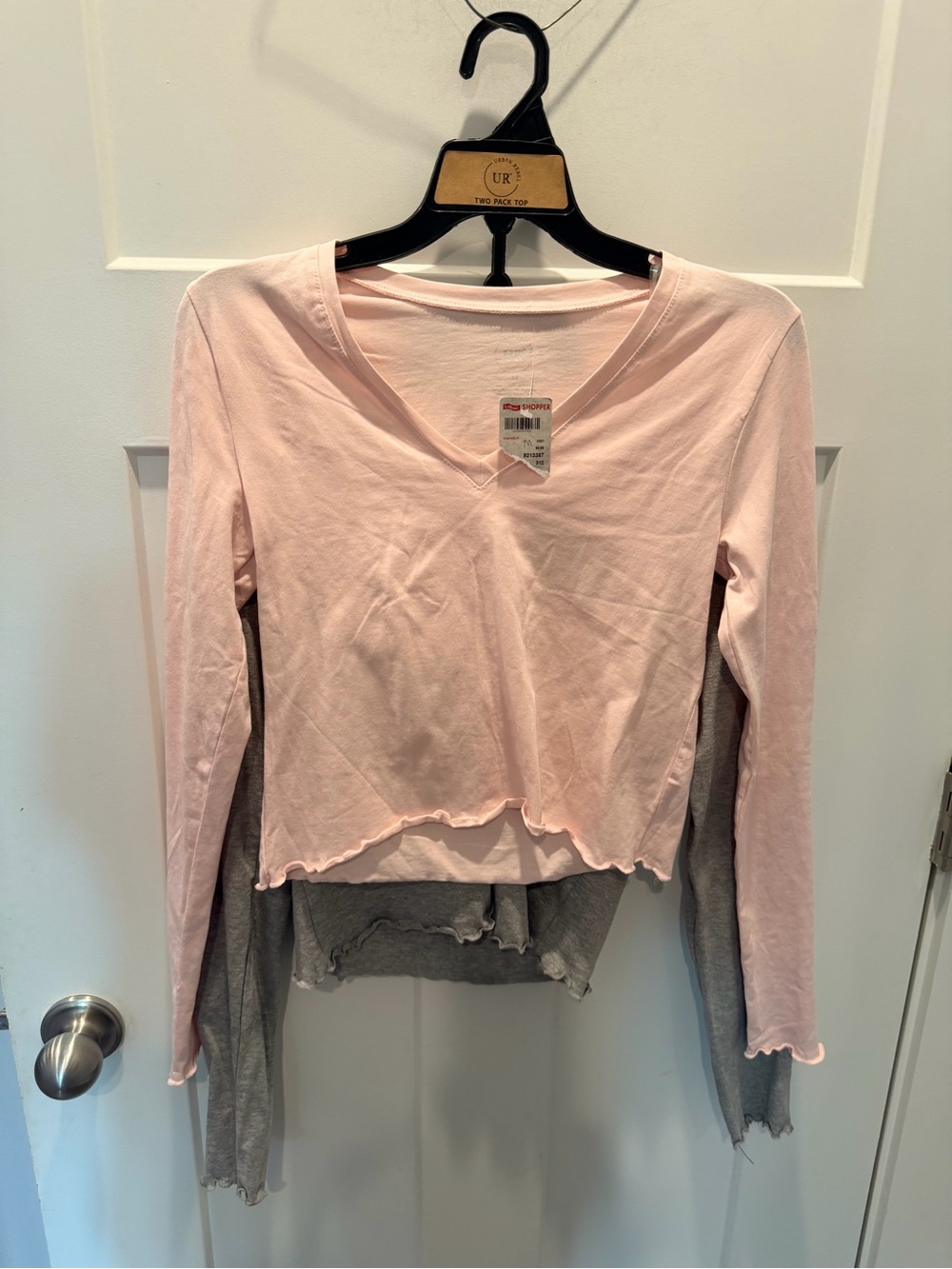 NWT Urban Republic Medium 2 Pack Pink Gray Lettuce Hem Crop Tops